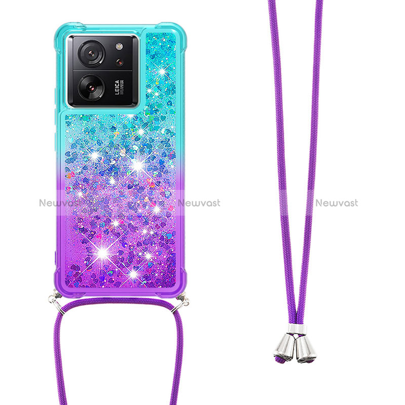 Silicone Candy Rubber TPU Bling-Bling Soft Case Cover with Lanyard Strap YB1 for Xiaomi Mi 13T Pro 5G
