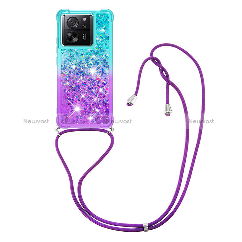Silicone Candy Rubber TPU Bling-Bling Soft Case Cover with Lanyard Strap YB1 for Xiaomi Mi 13T Pro 5G