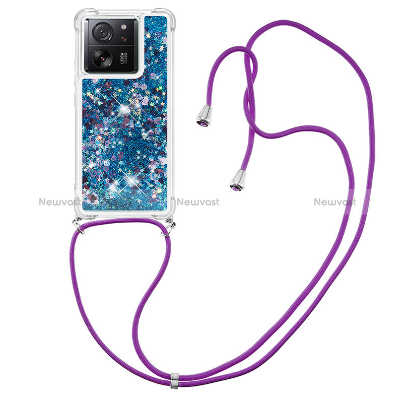 Silicone Candy Rubber TPU Bling-Bling Soft Case Cover with Lanyard Strap YB2 for Xiaomi Mi 13T Pro 5G