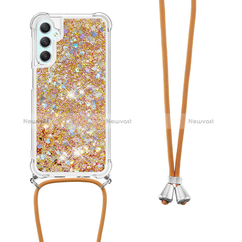 Silicone Candy Rubber TPU Bling-Bling Soft Case Cover with Lanyard Strap YB3 for Samsung Galaxy A25 5G