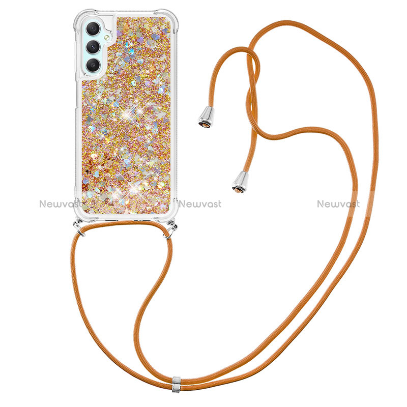 Silicone Candy Rubber TPU Bling-Bling Soft Case Cover with Lanyard Strap YB3 for Samsung Galaxy A25 5G
