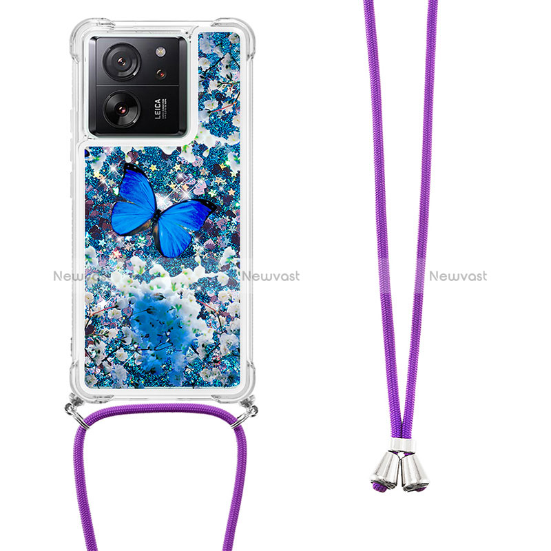 Silicone Candy Rubber TPU Bling-Bling Soft Case Cover with Lanyard Strap YB3 for Xiaomi Mi 13T 5G
