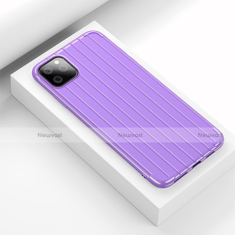 Silicone Candy Rubber TPU Line Soft Case Cover C01 for Apple iPhone 11 Pro Purple