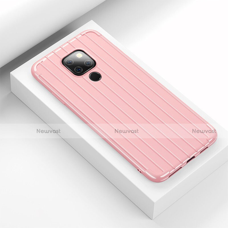 Silicone Candy Rubber TPU Line Soft Case Cover C01 for Huawei Mate 20 Pink