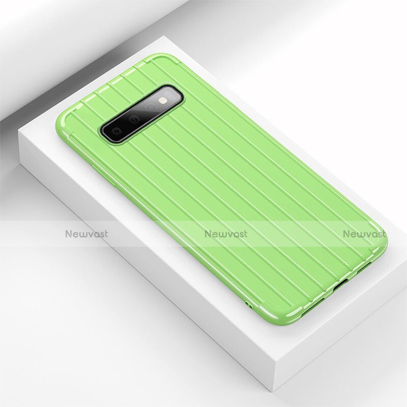 Silicone Candy Rubber TPU Line Soft Case Cover C01 for Samsung Galaxy S10 Green