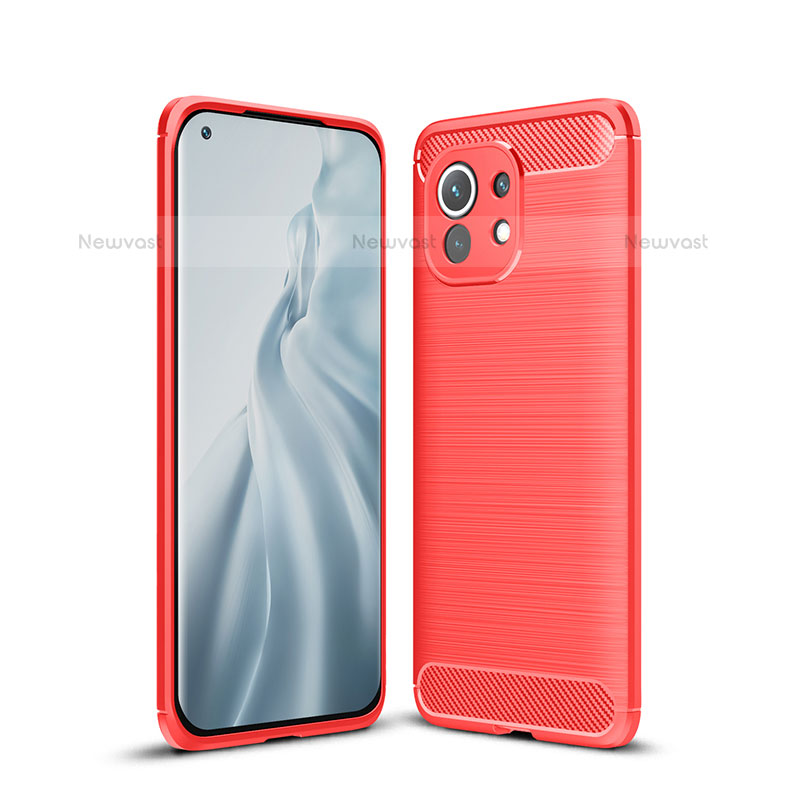 Silicone Candy Rubber TPU Line Soft Case Cover C01 for Xiaomi Mi 11 5G Red