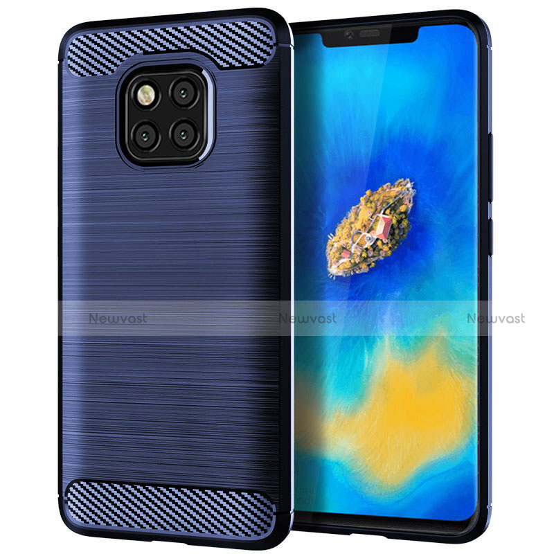 Silicone Candy Rubber TPU Line Soft Case Cover C02 for Huawei Mate 20 Pro Blue