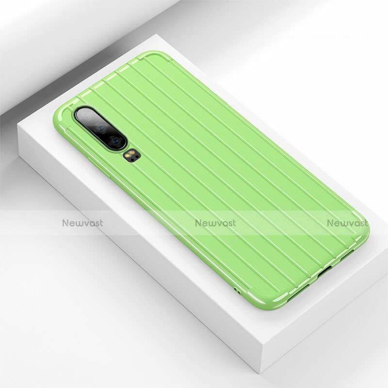 Silicone Candy Rubber TPU Line Soft Case Cover C02 for Huawei P30 Green