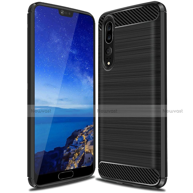 Silicone Candy Rubber TPU Line Soft Case Cover C03 for Huawei P20 Pro Black