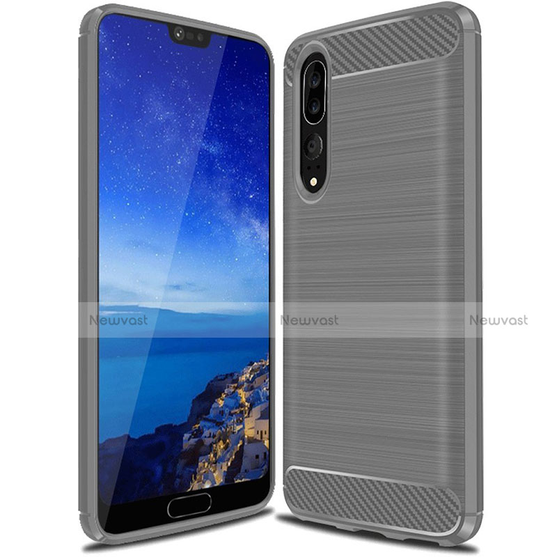 Silicone Candy Rubber TPU Line Soft Case Cover C03 for Huawei P20 Pro Gray