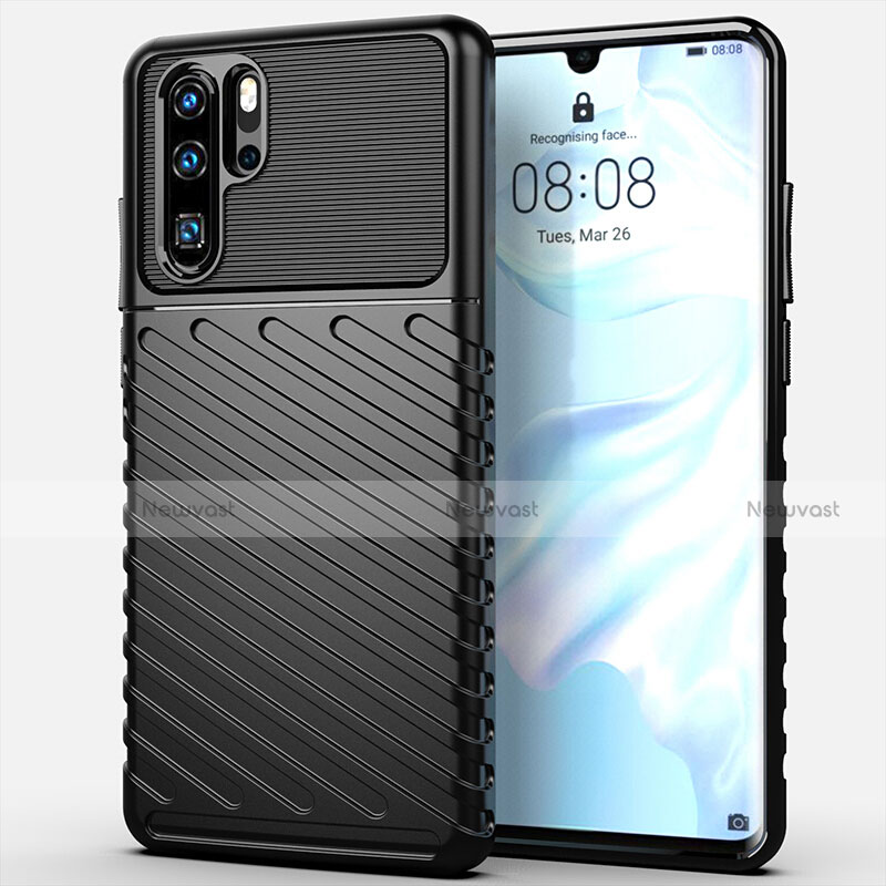 Silicone Candy Rubber TPU Line Soft Case Cover C03 for Huawei P30 Pro New Edition Black
