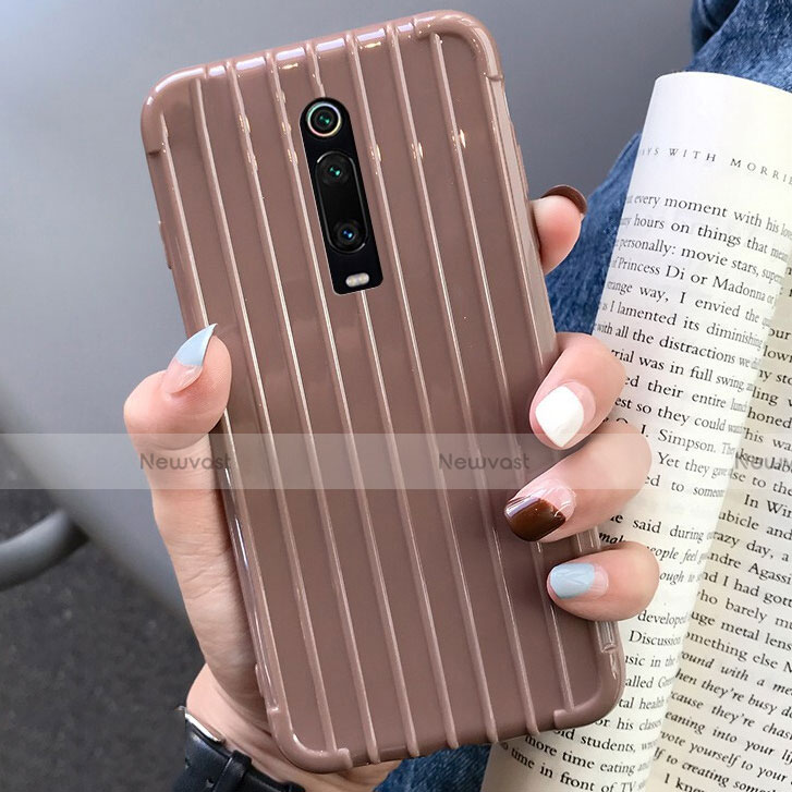 Silicone Candy Rubber TPU Line Soft Case Cover C03 for Xiaomi Mi 9T Pro Brown