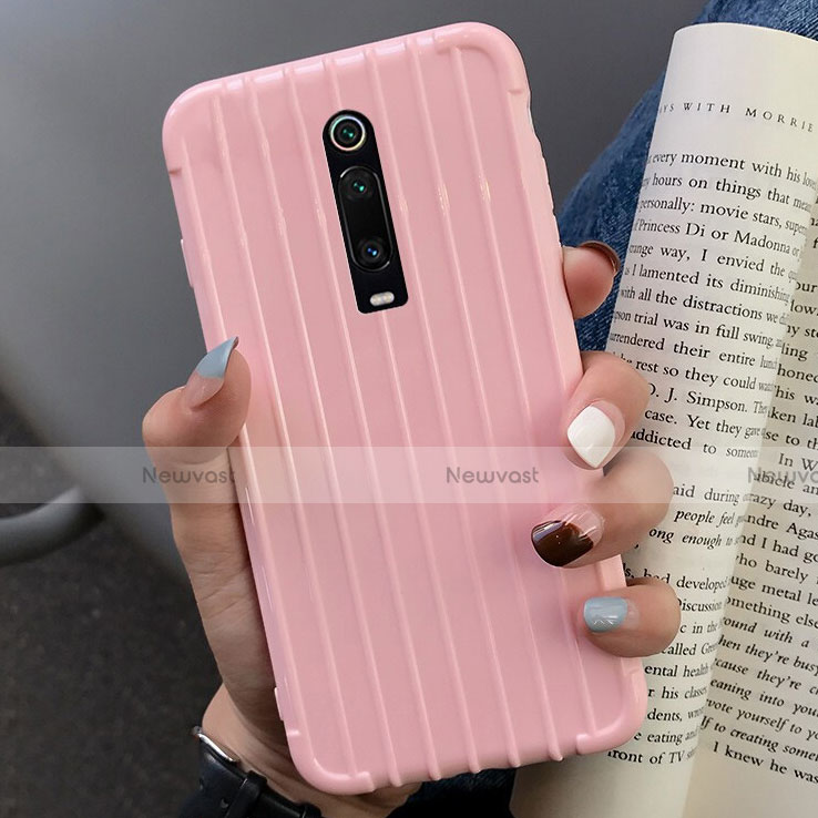 Silicone Candy Rubber TPU Line Soft Case Cover C03 for Xiaomi Mi 9T Pro Pink