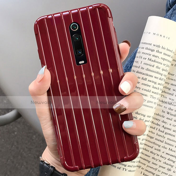 Silicone Candy Rubber TPU Line Soft Case Cover C03 for Xiaomi Mi 9T Pro Red Wine