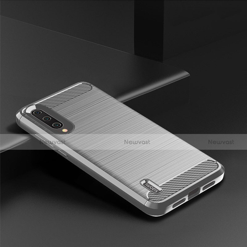 Silicone Candy Rubber TPU Line Soft Case Cover C08 for Xiaomi Mi A3 Silver