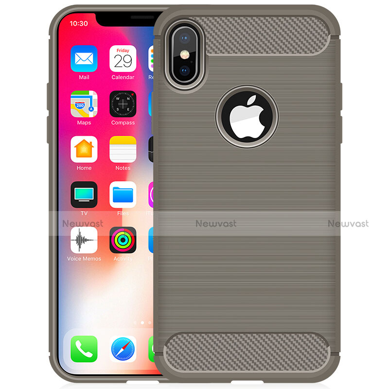 Silicone Candy Rubber TPU Line Soft Case Cover for Apple iPhone Xs Gray