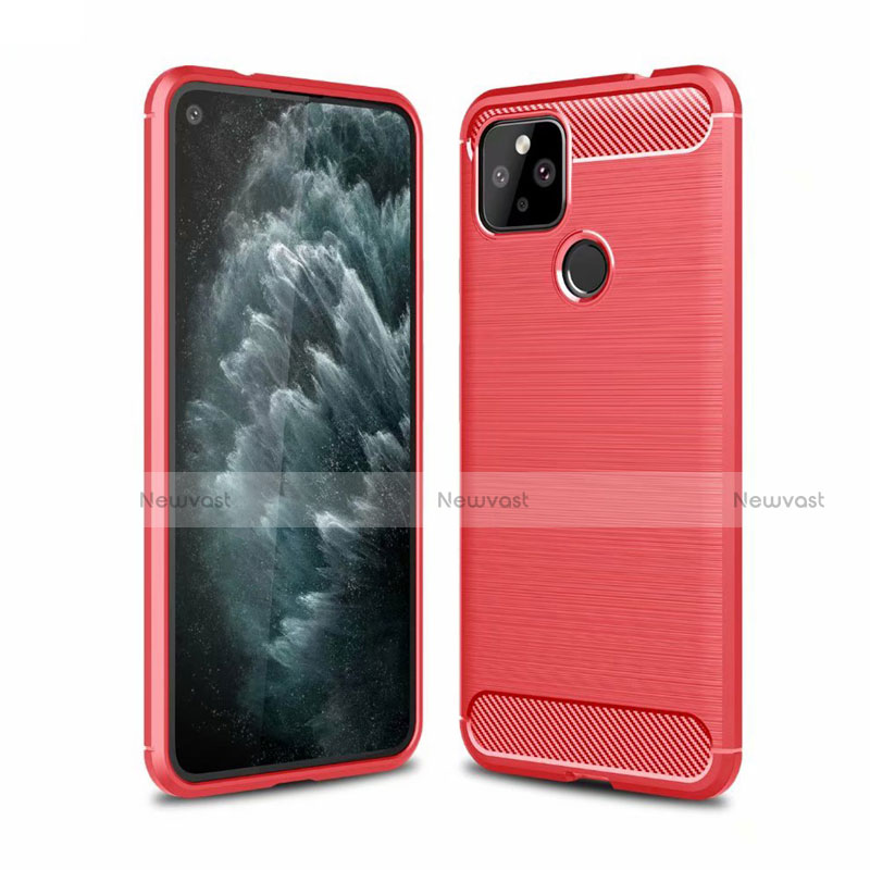 Silicone Candy Rubber TPU Line Soft Case Cover for Google Pixel 4a 5G Red