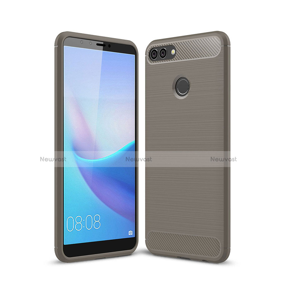 Silicone Candy Rubber TPU Line Soft Case Cover for Huawei Enjoy 8 Plus Gray
