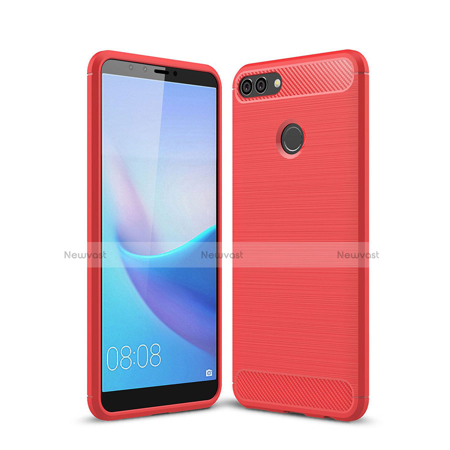 Silicone Candy Rubber TPU Line Soft Case Cover for Huawei Enjoy 8 Plus Red