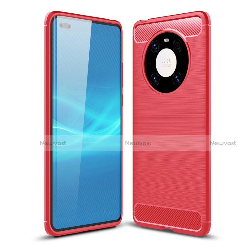 Silicone Candy Rubber TPU Line Soft Case Cover for Huawei Mate 40E Pro 4G Red