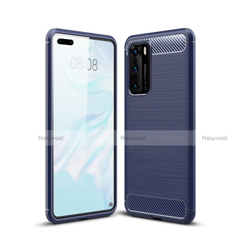 Silicone Candy Rubber TPU Line Soft Case Cover for Huawei P40 Blue