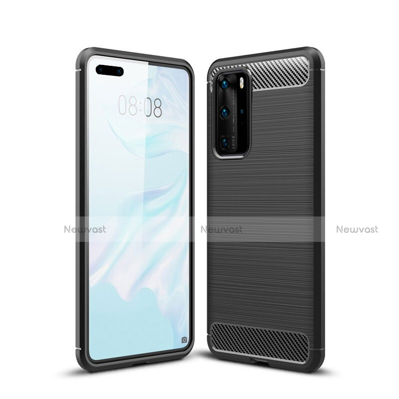 Silicone Candy Rubber TPU Line Soft Case Cover for Huawei P40 Pro Black