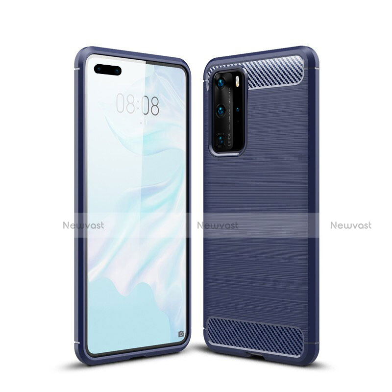 Silicone Candy Rubber TPU Line Soft Case Cover for Huawei P40 Pro Blue