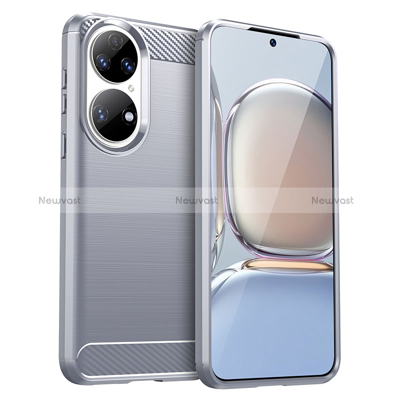 Silicone Candy Rubber TPU Line Soft Case Cover for Huawei P50 Pro Gray