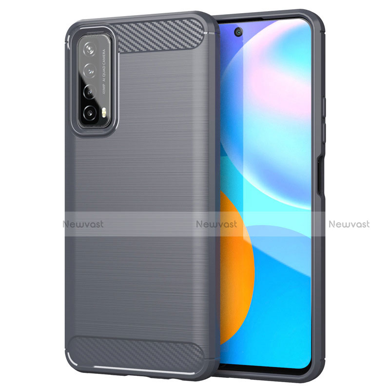 Silicone Candy Rubber TPU Line Soft Case Cover for Huawei Y7a Gray