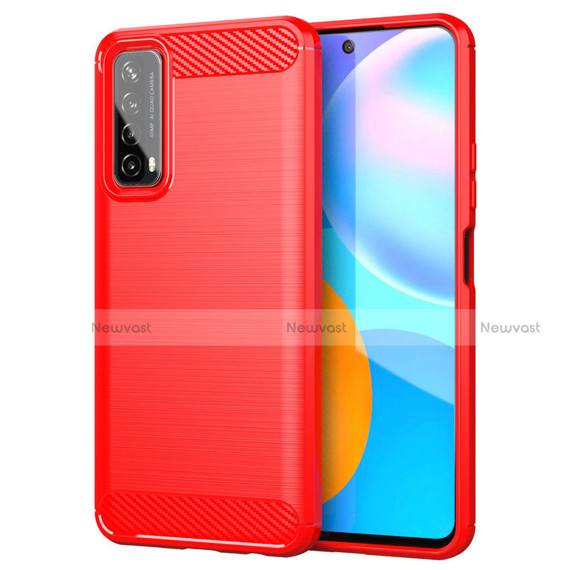 Silicone Candy Rubber TPU Line Soft Case Cover for Huawei Y7a Red