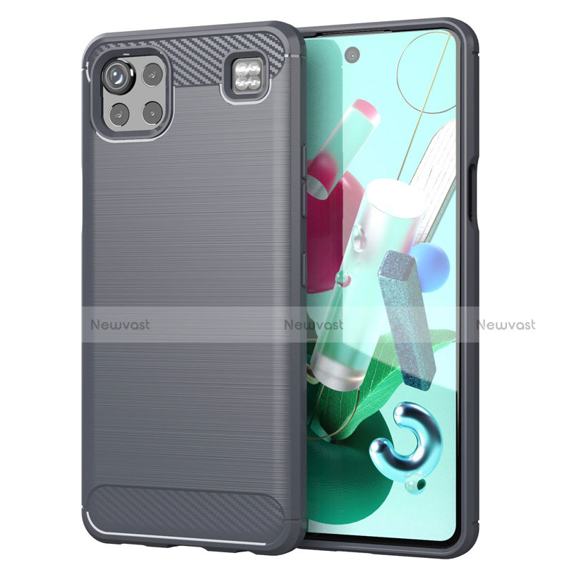 Silicone Candy Rubber TPU Line Soft Case Cover for LG K92 5G Gray