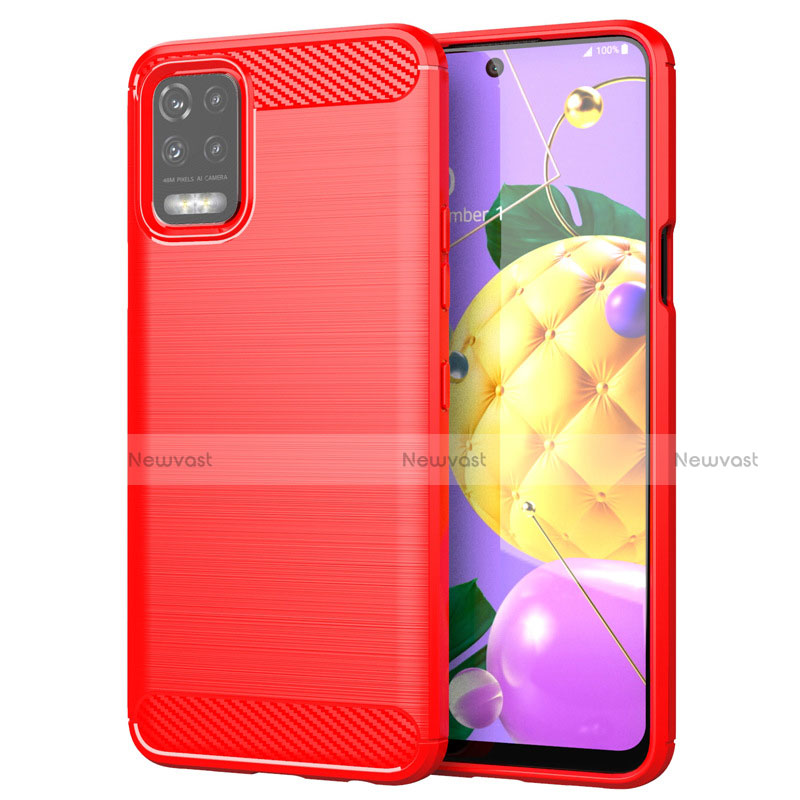 Silicone Candy Rubber TPU Line Soft Case Cover for LG Q52 Red