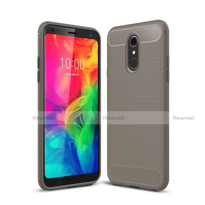 Silicone Candy Rubber TPU Line Soft Case Cover for LG Q7 Gray