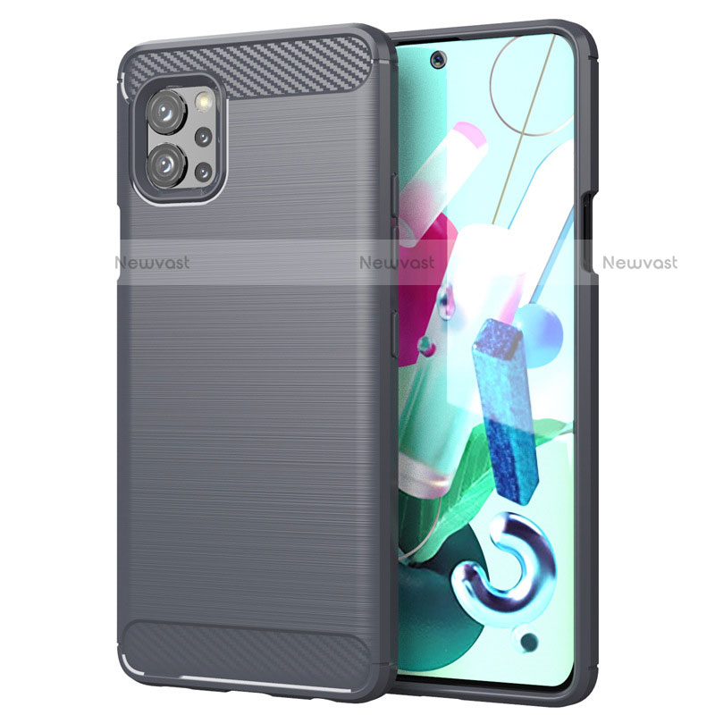 Silicone Candy Rubber TPU Line Soft Case Cover for LG Q92 5G Gray