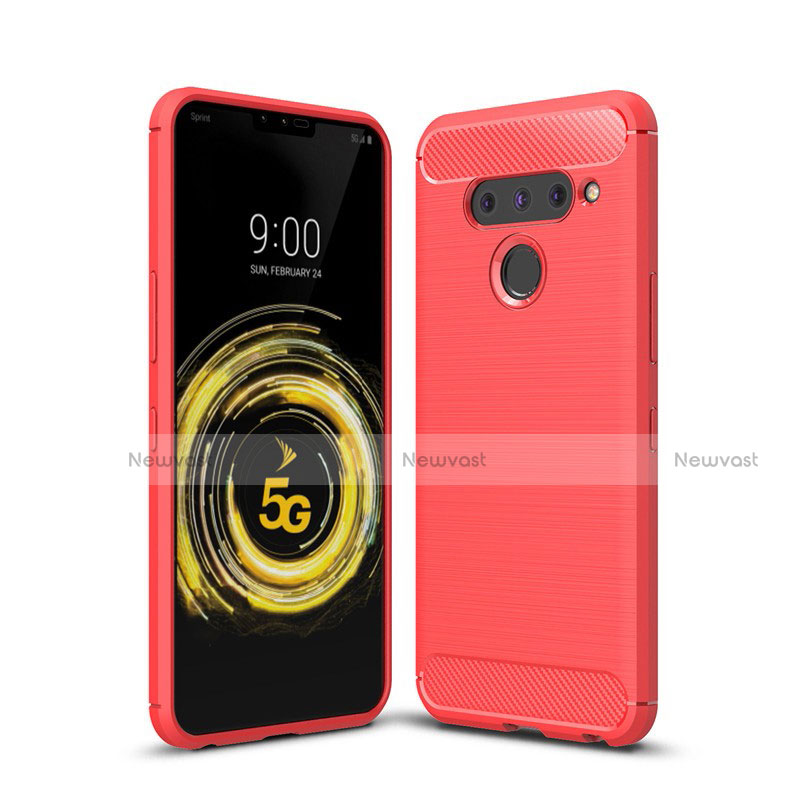 Silicone Candy Rubber TPU Line Soft Case Cover for LG V50 ThinQ 5G Red