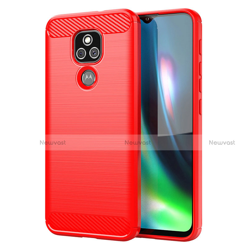 Silicone Candy Rubber TPU Line Soft Case Cover for Motorola Moto E7 Plus Red