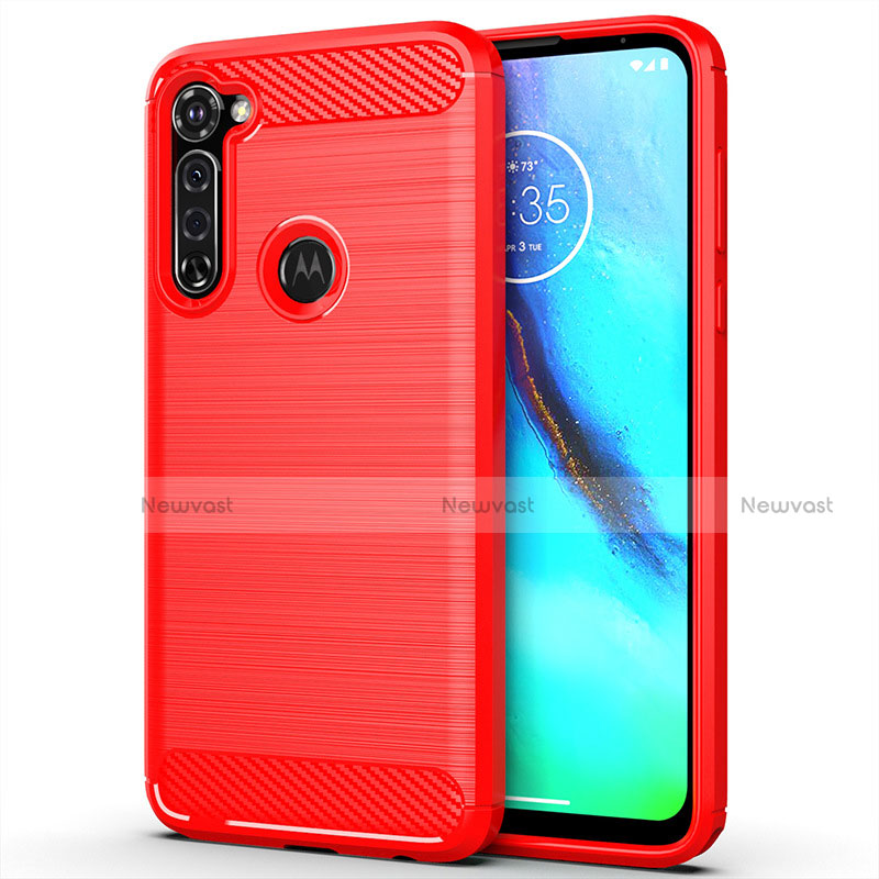 Silicone Candy Rubber TPU Line Soft Case Cover for Motorola Moto G Stylus Red