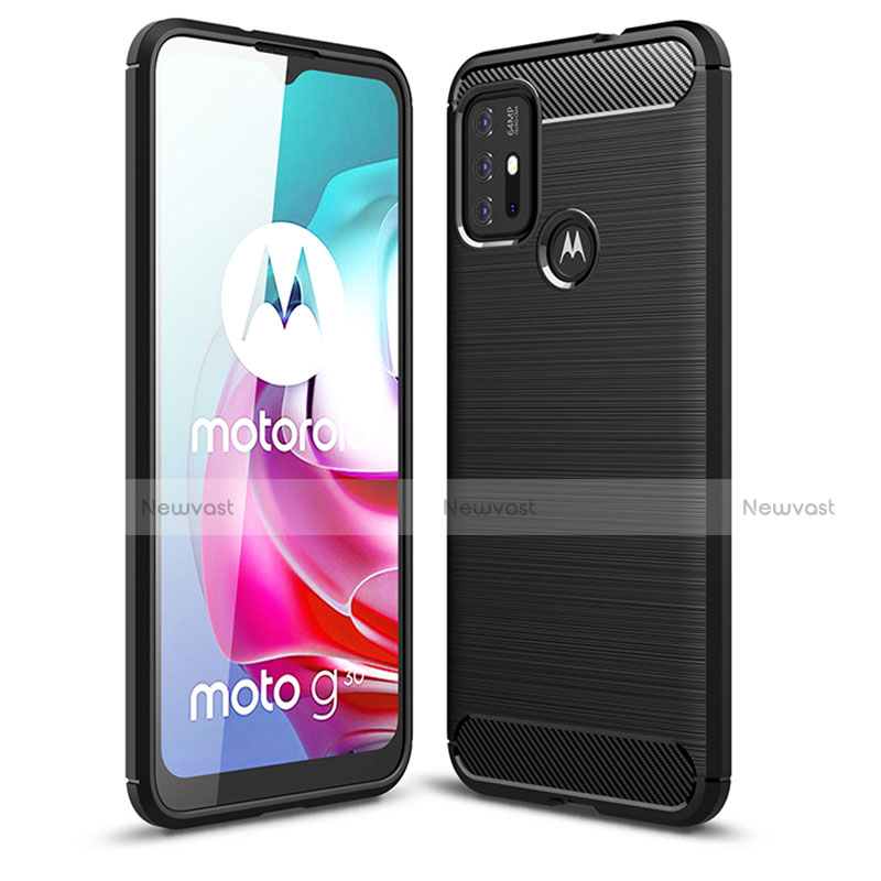 Silicone Candy Rubber TPU Line Soft Case Cover for Motorola Moto G30 Black