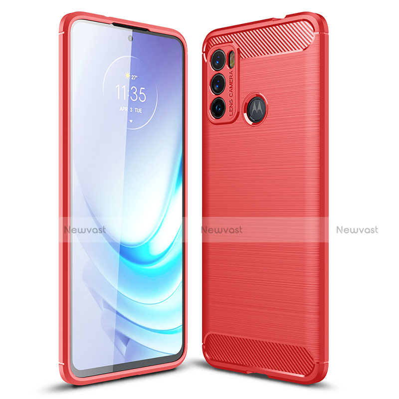 Silicone Candy Rubber TPU Line Soft Case Cover for Motorola Moto G60 Red