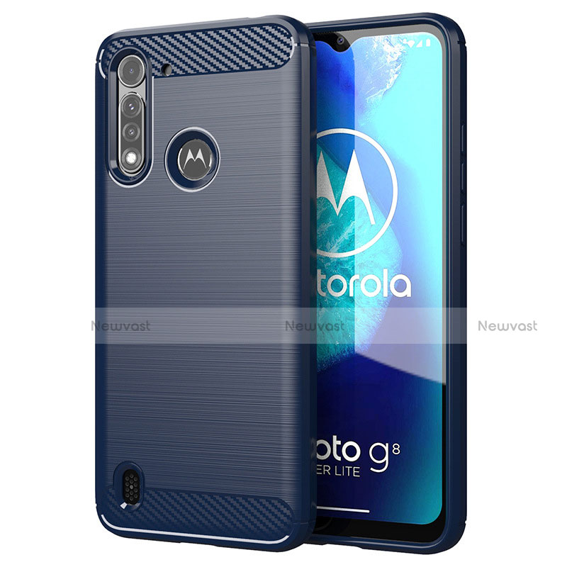 Silicone Candy Rubber TPU Line Soft Case Cover for Motorola Moto G8 Power Lite Blue