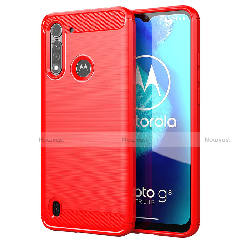 Silicone Candy Rubber TPU Line Soft Case Cover for Motorola Moto G8 Power Lite Red