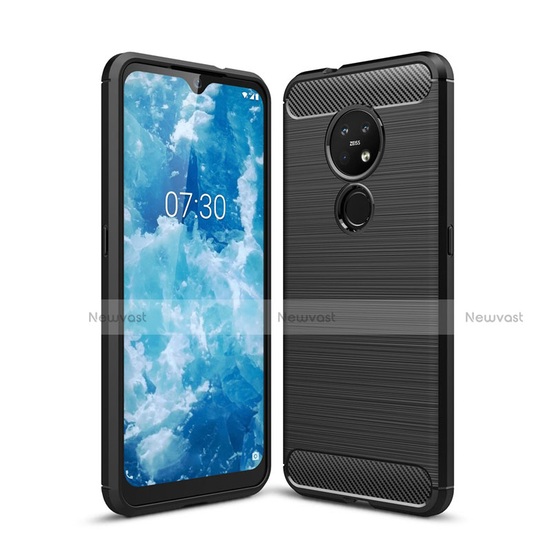 Silicone Candy Rubber TPU Line Soft Case Cover for Nokia 7.2 Black