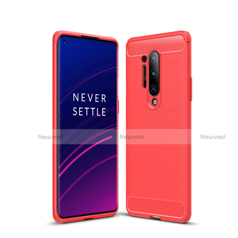 Silicone Candy Rubber TPU Line Soft Case Cover for OnePlus 8 Pro Red