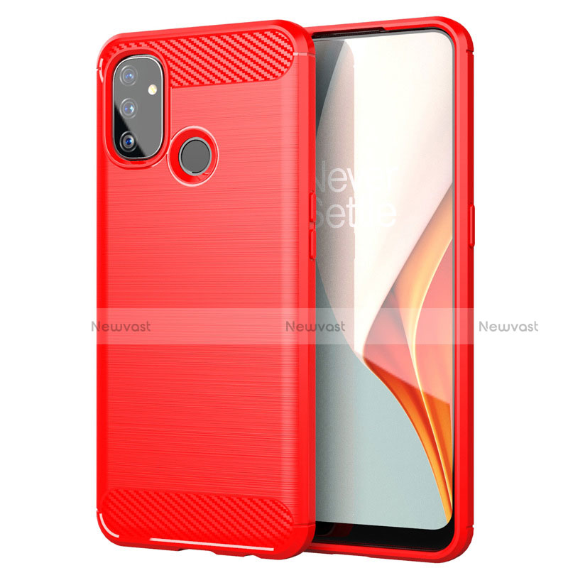 Silicone Candy Rubber TPU Line Soft Case Cover for OnePlus Nord N100 Red