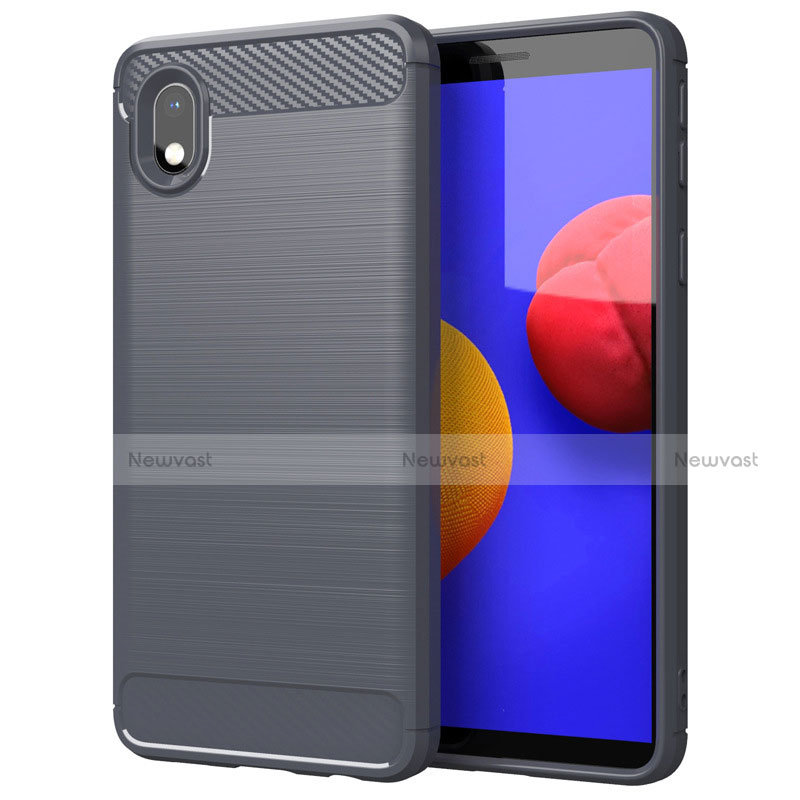 Silicone Candy Rubber TPU Line Soft Case Cover for Samsung Galaxy A01 Core Gray
