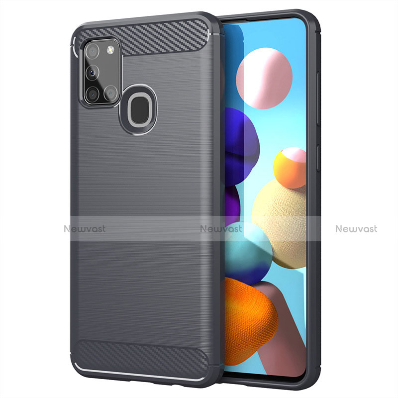 Silicone Candy Rubber TPU Line Soft Case Cover for Samsung Galaxy A21s Gray