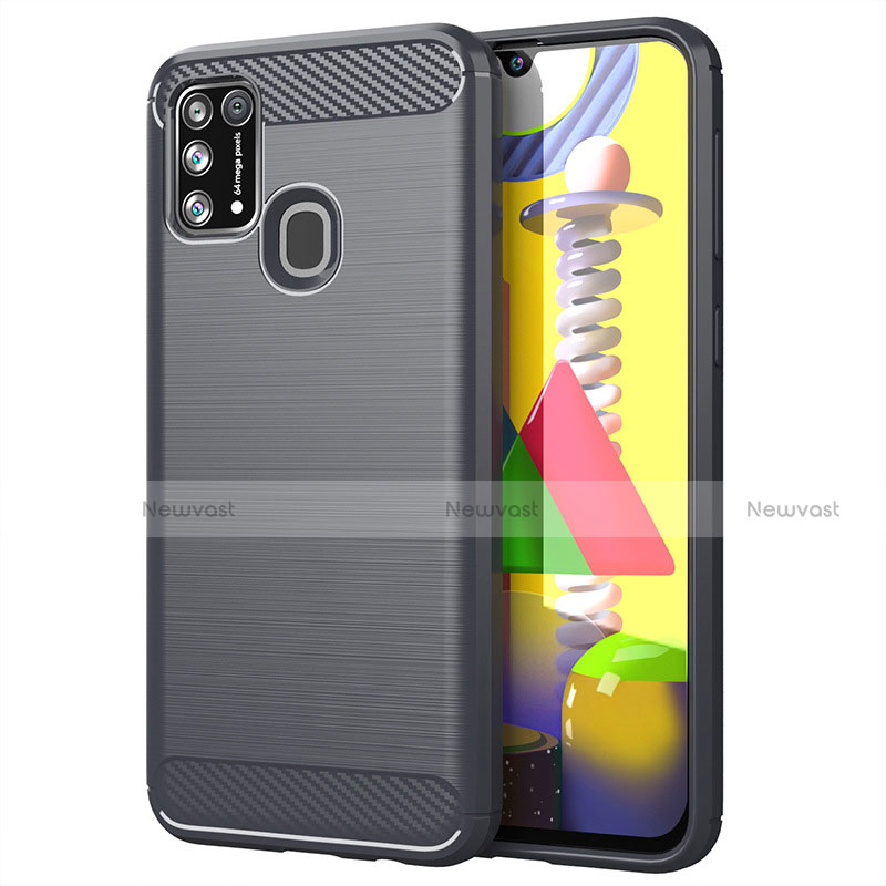 Silicone Candy Rubber TPU Line Soft Case Cover for Samsung Galaxy M21s Gray