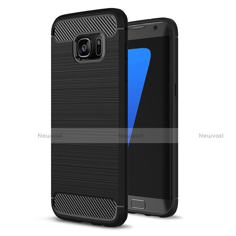 Silicone Candy Rubber TPU Line Soft Case Cover for Samsung Galaxy S7 Edge G935F Black