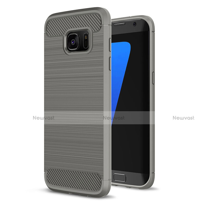 Silicone Candy Rubber TPU Line Soft Case Cover for Samsung Galaxy S7 Edge G935F Gray
