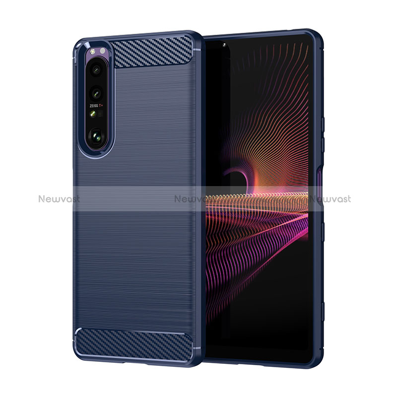 Silicone Candy Rubber TPU Line Soft Case Cover for Sony Xperia 1 III Blue